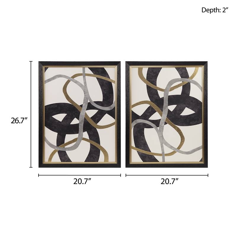 GDF Studio - Moving Midas Gold Foil Abstract 2-Piece Framed Canvas Wall Art Set