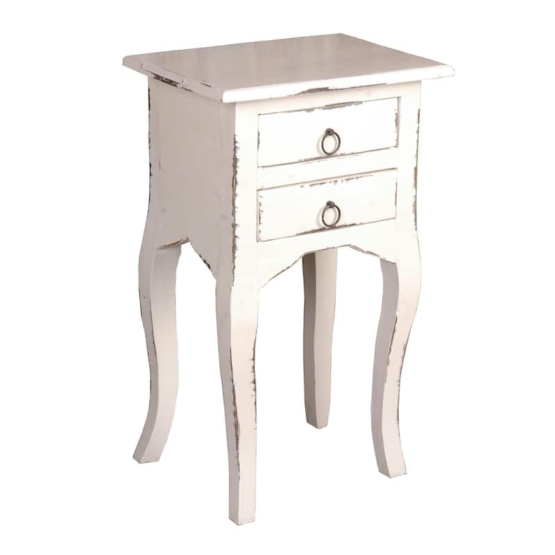27.25" Distressed White Wooden Cottage Table