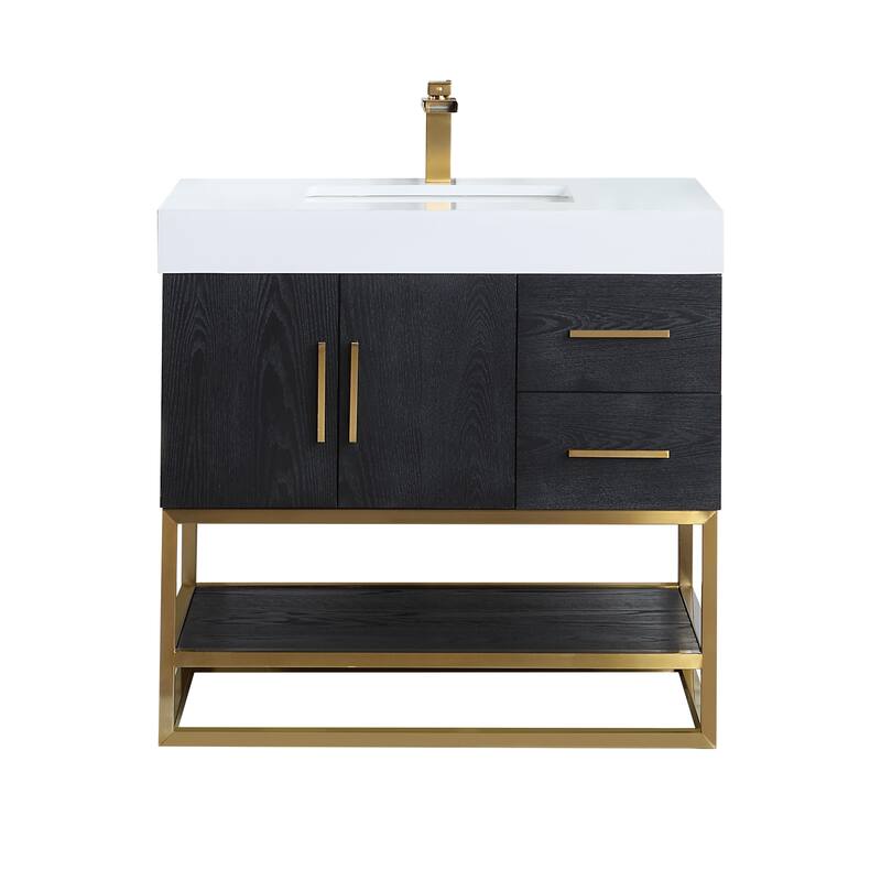 Altair Bianco Bath Vanity with White Composite Stone Top,no Mirror