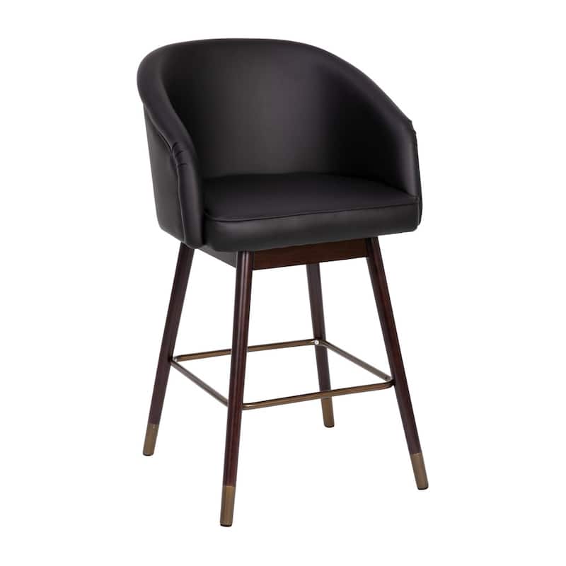 Upholstered Counter Stool with Wooden Legs