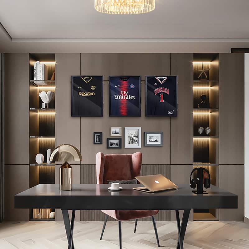 Shirt Display Frame With UV Resistant Acrylic and Hanger Black / Brown