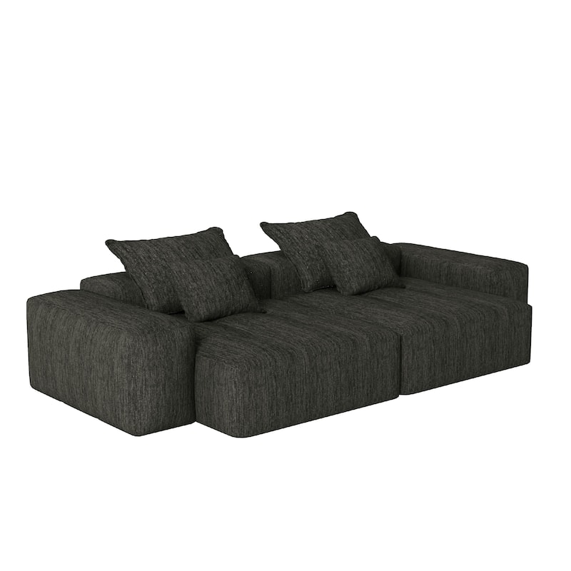 113.39" Chenille 4-Seater Modular Sofa, Sparkling Tufted and Non-Slip Base