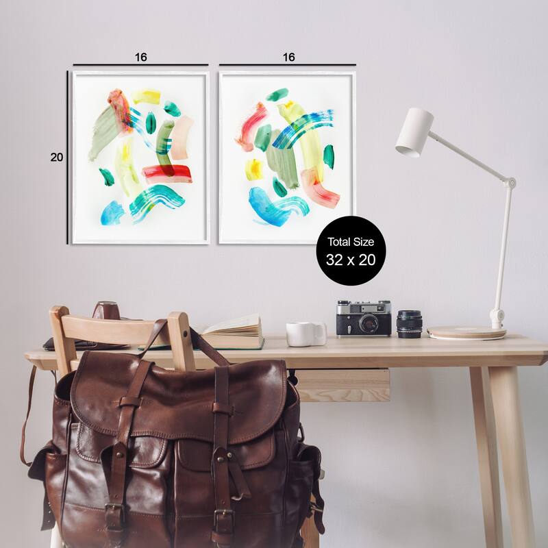Stupell Macarana Abstract Hues Framed Giclee Art Design By Gemma Bardot (Set of 2)