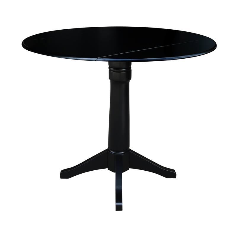 Round Dual Drop Leaf 42" Pedestal Table - Black