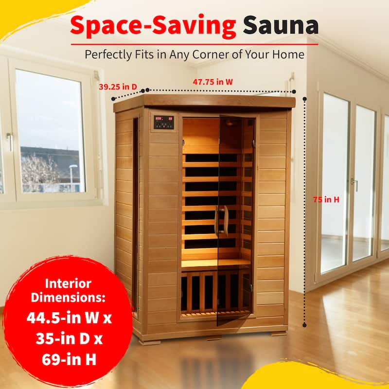 HeatWave Coronado 2-Person Hemlock Infrared Sauna with 6 Carbon Heaters