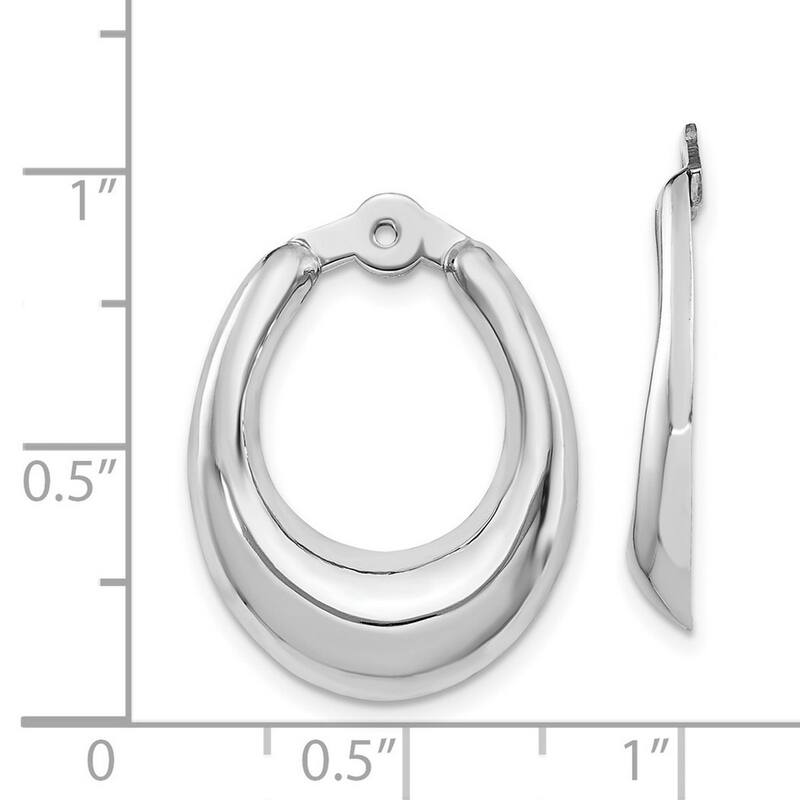 Curata 14k White Gold Polished 25x18mm Hoop Dangle Earrings - with Jackets