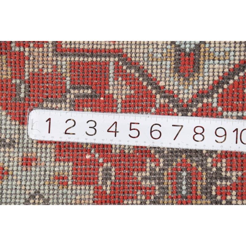 Geometric Red Kazak Indian Accent Rug Hand-Knotted Wool Carpet - 2'0"x 3'0"