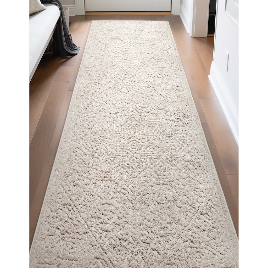 Custom Size Runner Harlow Cloud Medallion Farmhouse Soft Hallway Rug