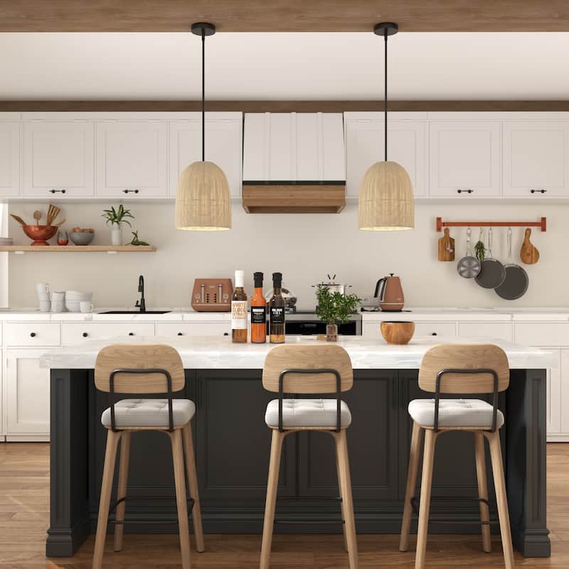 Acroma 1-light Farmhouse Rattan Kitchen Island Pendant - 12