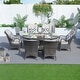 preview thumbnail 10 of 11, Modern 7-piece Aluminum Fire Pit Table with with 6 Woven PE Chairs