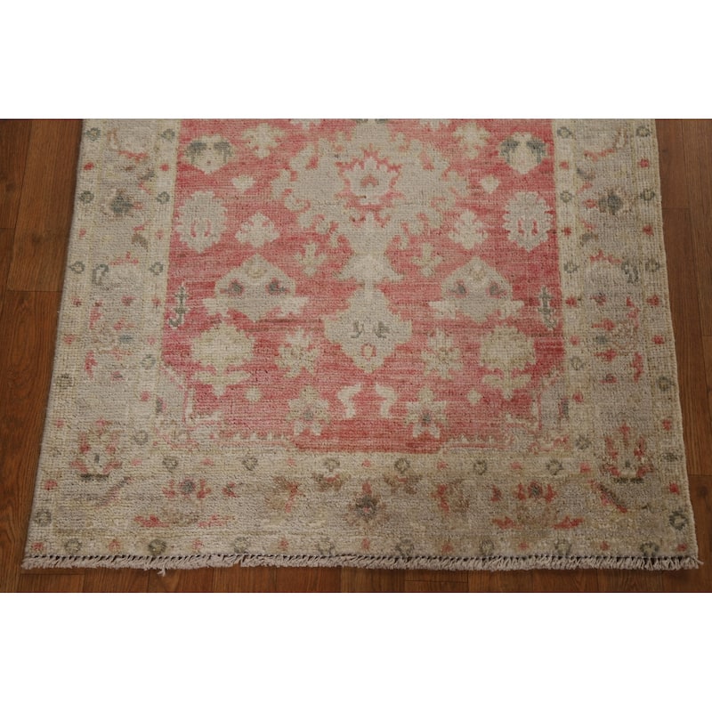 Muted Oushak Geometric Turkish Oriental Rug Hand-knotted Wool Carpet - 2'10" x 3'8"