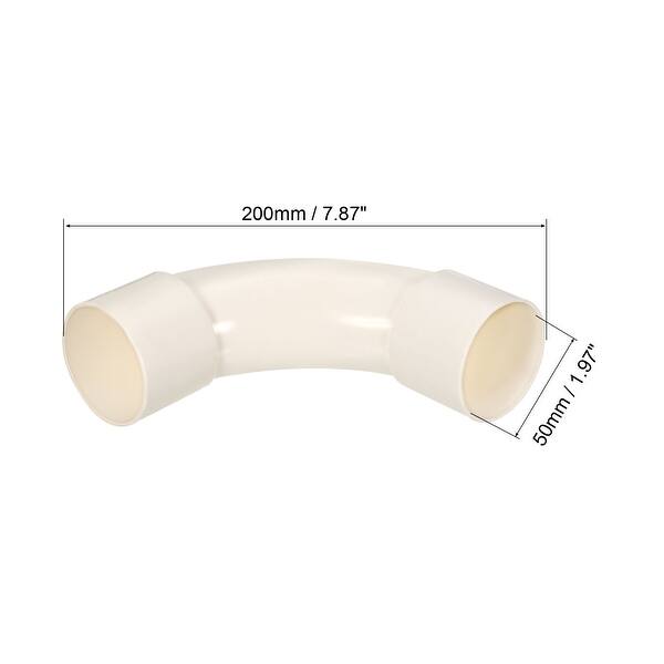 PVC Water Pipe Elbow Fitting 50mm ID 200mm Length Tube Adapter, White