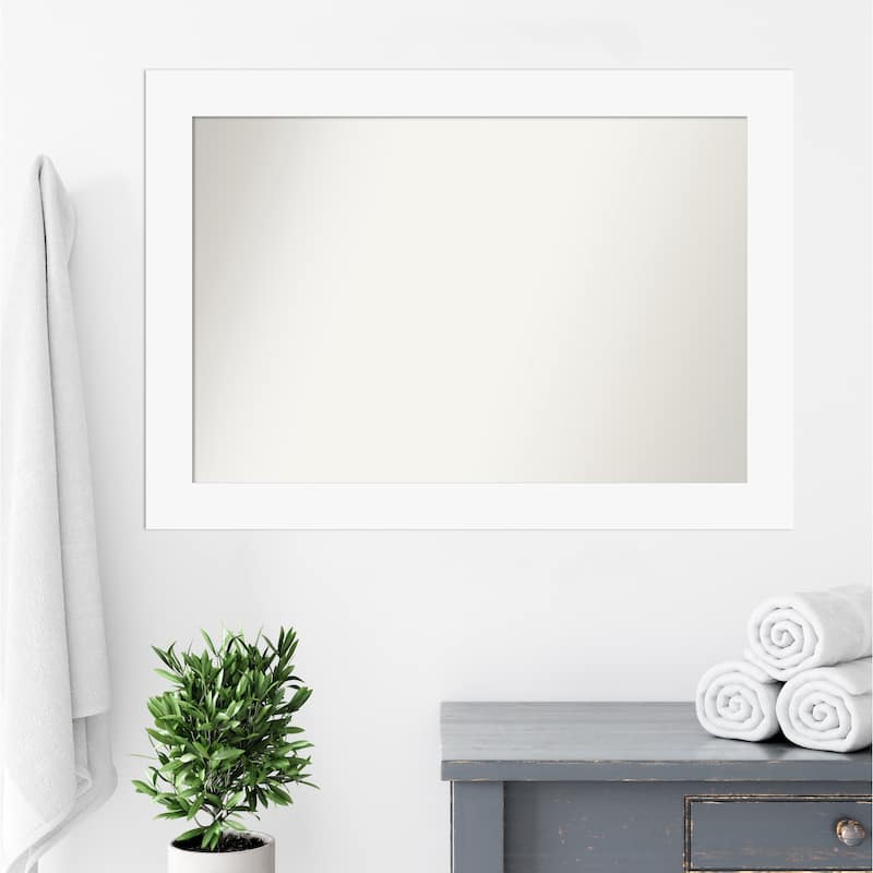 Basic Non-Beveled Wood Framed Bathroom Vanity Wall Mirror