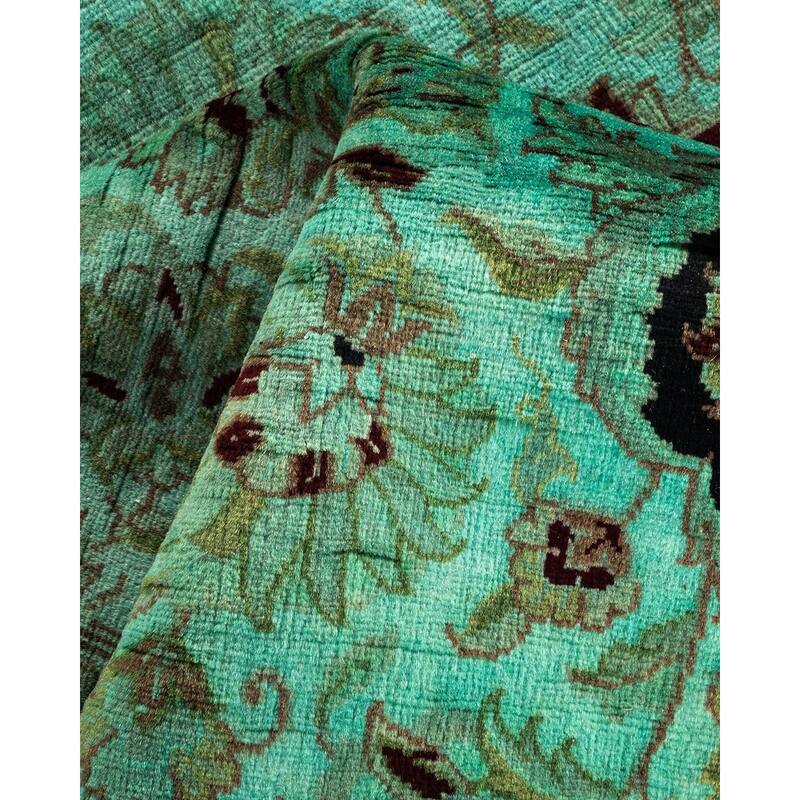 Overton Hand Knotted Wool Vintage Inspired Modern Contemporary Overdyed Blue Area Rug - 3' 2" x 5' 3"