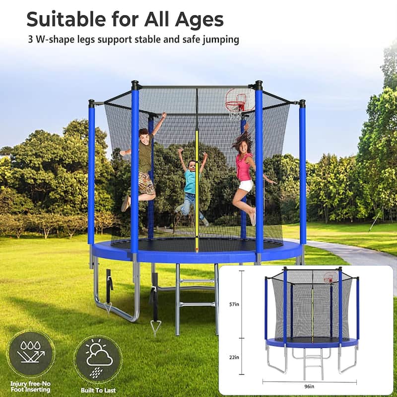 Upgraded 8FT 10FT 12FT Trampoline for Kids and Adults