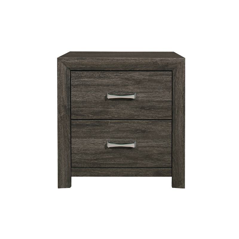 Contemporary Dark Gray Nightstand with Chrome Handles