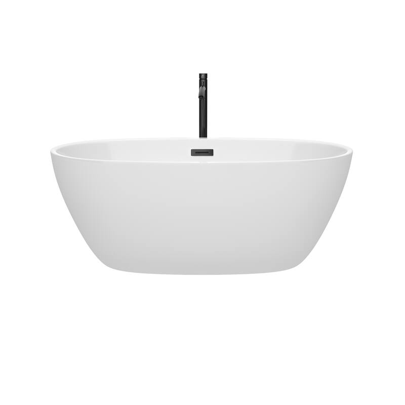 Wyndham Collection Juno 59-inch White Freestanding Soaking Bathtub