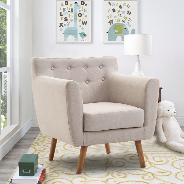 Shop Gymax Arm Chair Tufted Back Fabric Upholstered Accent ...