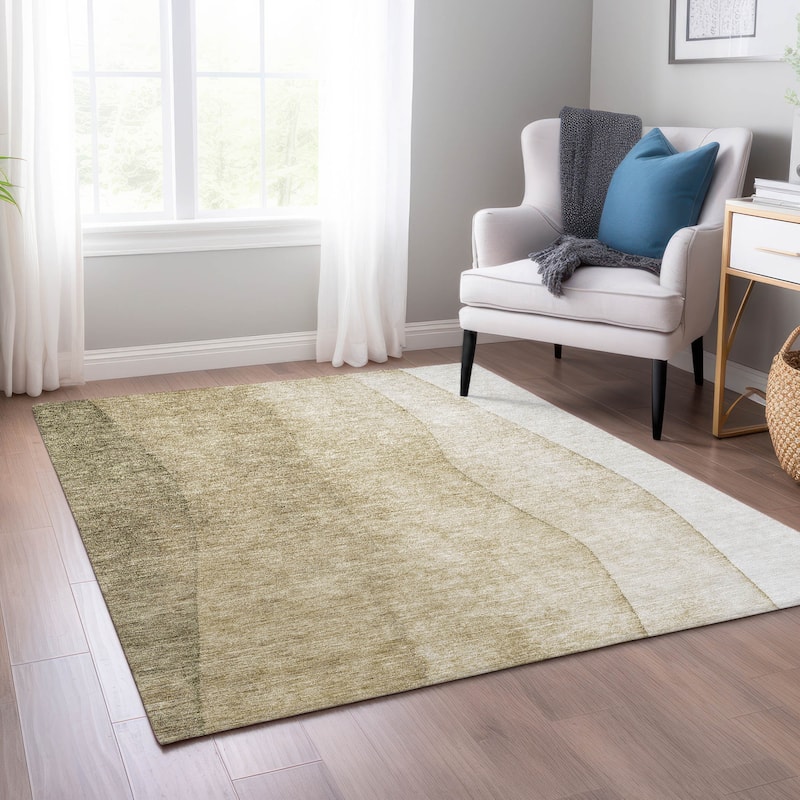 Machine Washable Indoor/ Outdoor Chantille Contemporary Ombre Rug - Taupe - 9' x 12'