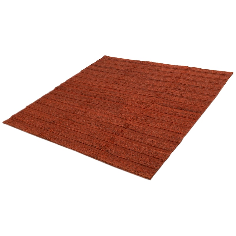ECARPETGALLERY Flat-Weave Natural Burnt Orange Wool Tapestry Kilim - 8'2 x 8'1
