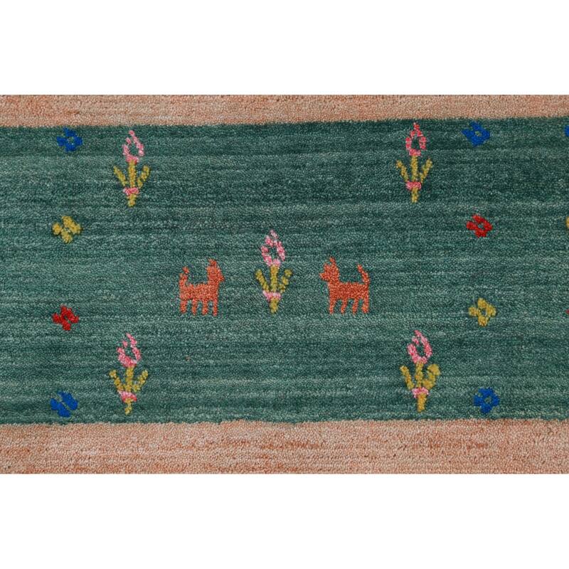 Hand Knotted Oriental 100% Wool Carpet Tribal Stripe Greys & Charcoal Gabbeh Area Rug - 12' 6'' X 9' 2''