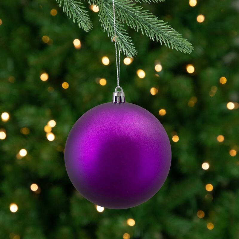 12ct Matte Purple Shatterproof Christmas Ball Ornaments 4" (100mm)
