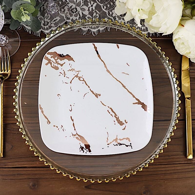 10 Metallic Marble Square Disposable Plates Bed Bath & Beyond 39588095