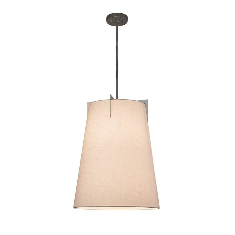 Justice Design Textile Midtown 2-light Brushed Nickel Pendant, White Shade - Brushed Nickel