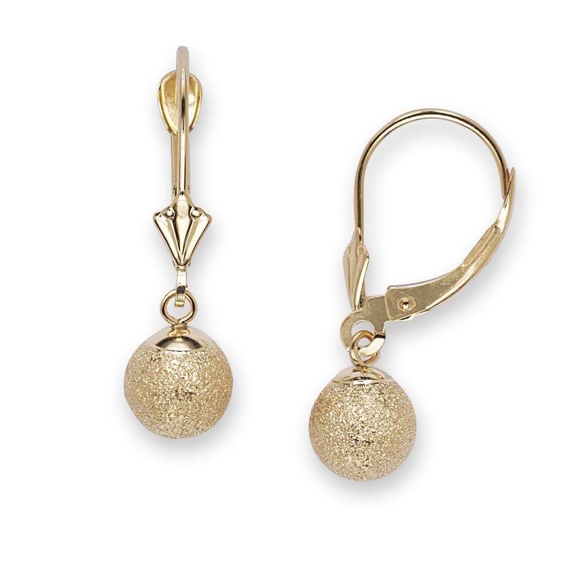 Curata 14k Yellow Gold 24x7mm Laser-cut Ball Dangle Earrings