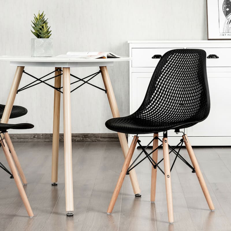 Gymax 2PCS Modern DSW Dining Chair Office Home w/ Mesh Design Wooden - See Details