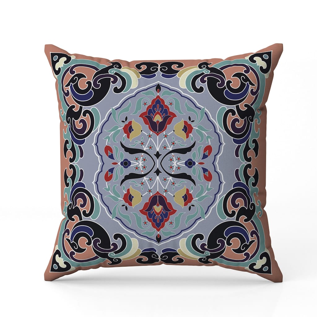 Soft Square Escape Indoor/Outdoor Reversible Throw Pillow Orange and Blue