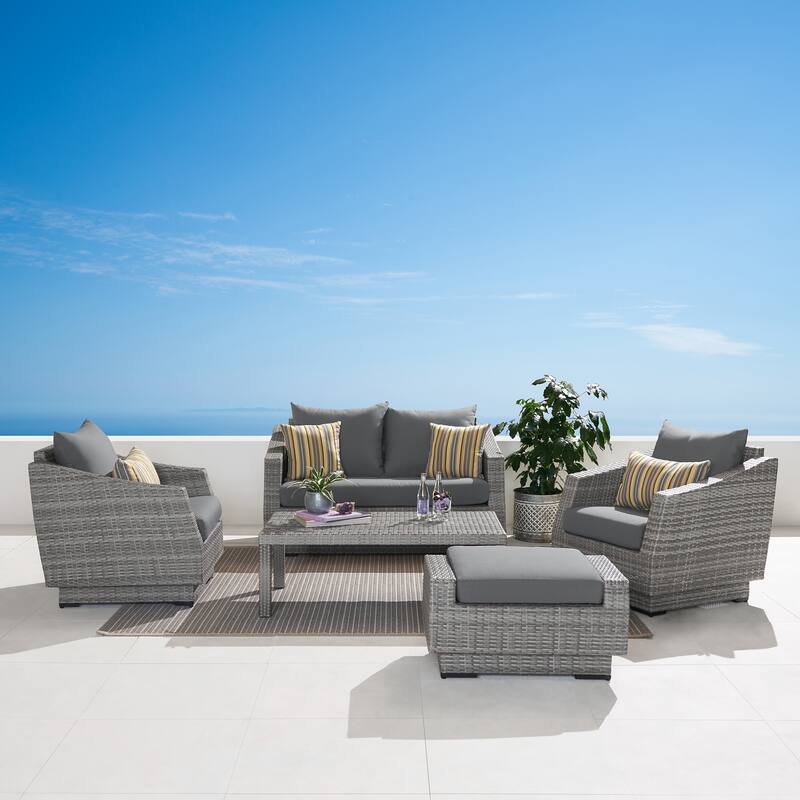 Cannes 5 Piece Sunbrella Outdoor Patio Love & Club Seating Set