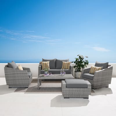 Cannes 5 Piece Sunbrella Outdoor Patio Love & Club Seating Set