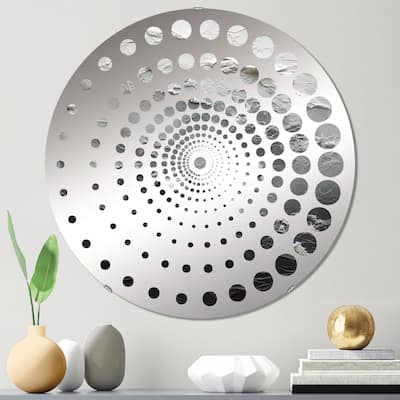 Designart "Minimalism Black And White Paint Wave" - Nautical Coastal Spiral Circle Wall Mirror