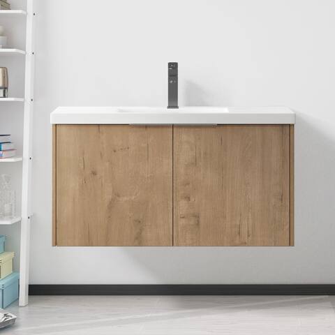 Modern Design 36 In Float Mounting Bathroom Vanity With Sink Soft Close Door