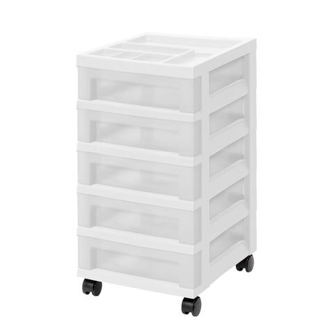 5-Drawer Storage Cart White/Pearl