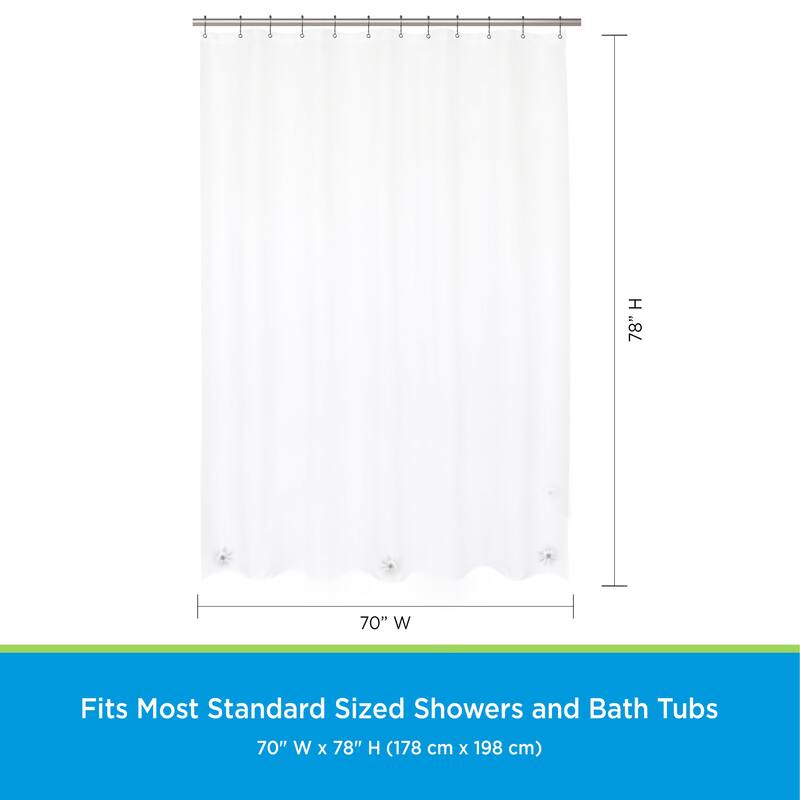 Kenney microCLEAN Antimicrobial Protection Medium Weight PEVA Shower Curtain Liner, 70" W x 72" H