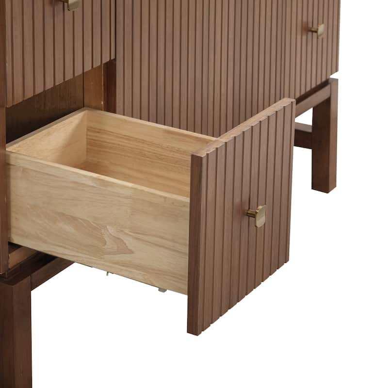 Kenzo 47 in. Bathroom Vanity in Walnut with White Solid Surface Top - 47" Single Sink
