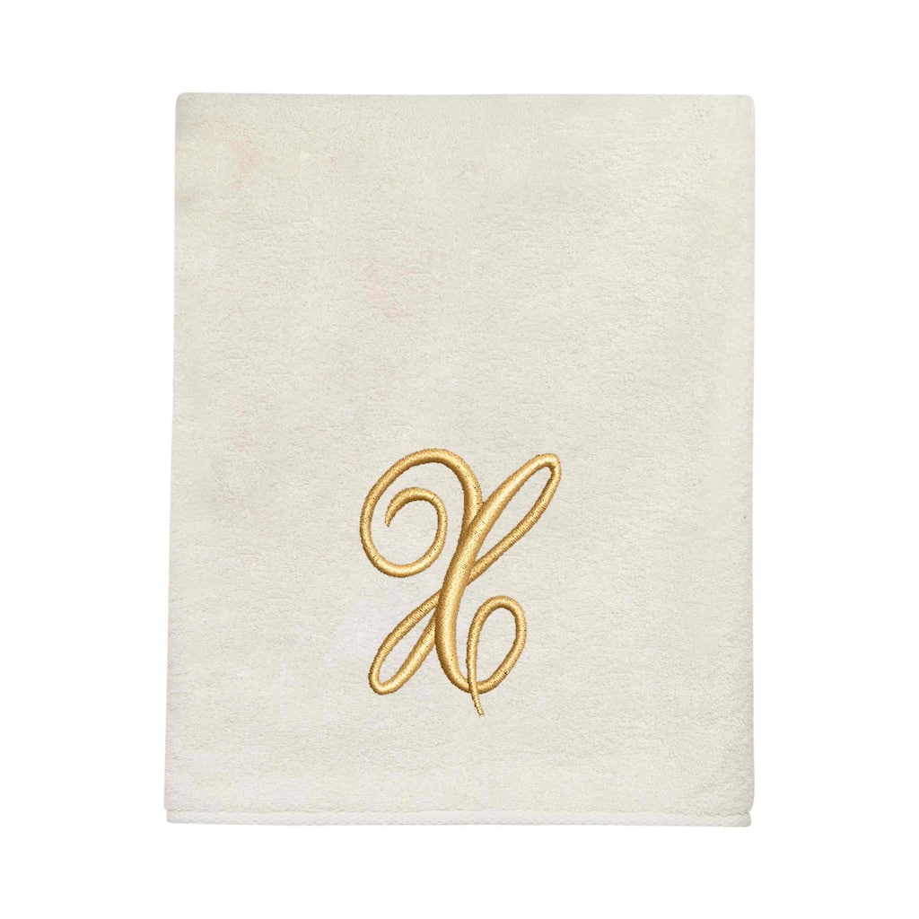 Avanti Ivory with Gold Script Monogram Bath Towel Letter X - Bath Towel