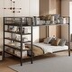 preview thumbnail 3 of 26, Twin Over Full Metal Bunk Bed with 5-Tier Shelves, Heavy Duty Bunk Bed Frame with Built-In Stairs & Mesh Guardrails
