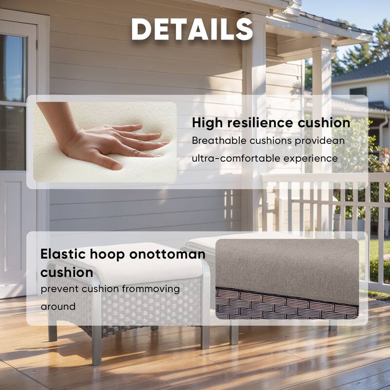 Outdoor 3 Seater Sofa with Ottoman Patio Furniture Set