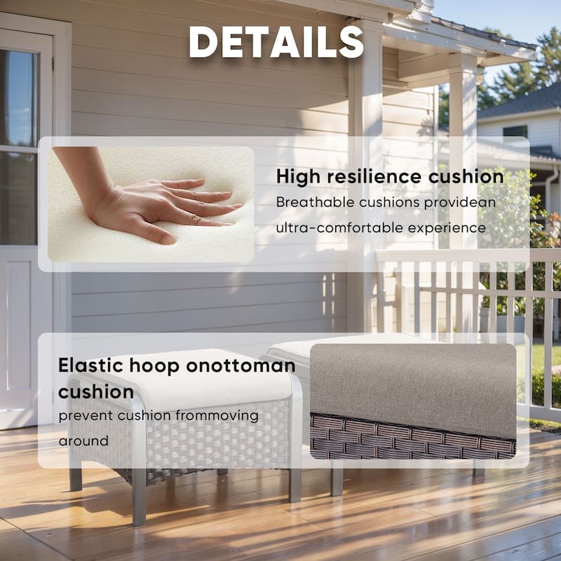 Outdoor Sofa with 2 Swivel Chairs, 2 Patio Chairs and 2 Ottomans