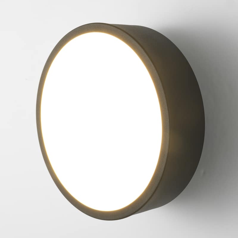 7.87 in. Modern Matte Black Round LED 3000K Warm Light Wall Sconce - 7.87 in. W x 3.35 in. H