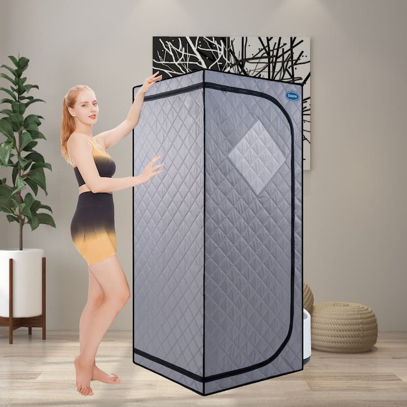 Full Size Portable Grey Steam Sauna tent Personal Home Spa - Black