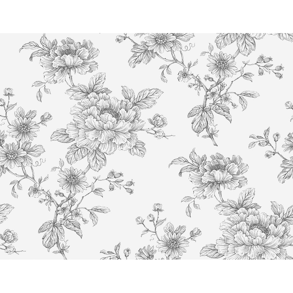 NextWall Sketched Floral Peel and Stick Wallpaper