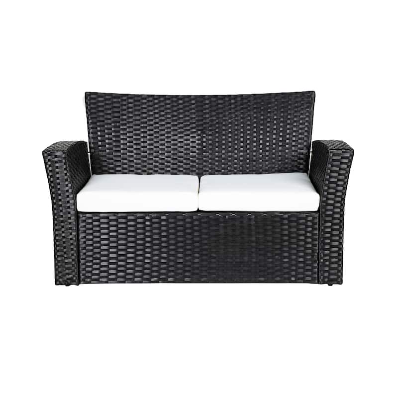 Grandview 4-piece Black Wicker Outdoor Patio Conversation Set