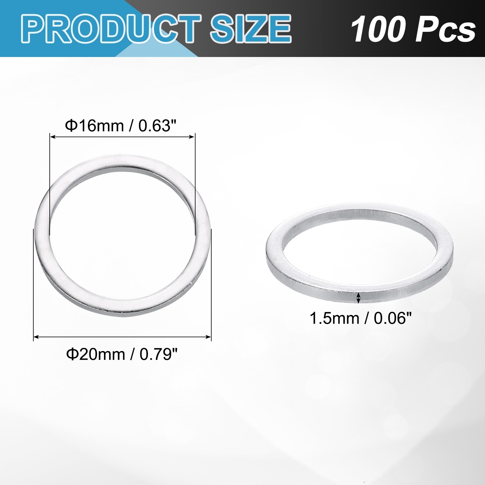 Aluminum Flat Washer, Round Seal Gaskets Flat Spacers for Screws Bolts