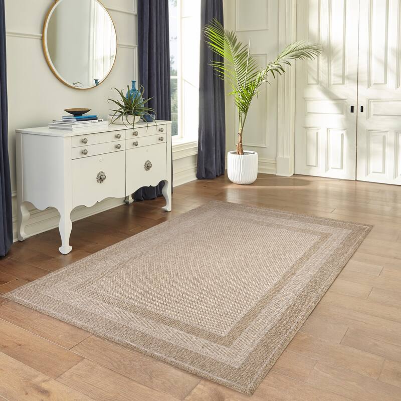 Liora Manne Orly Border Indoor/Outdoor Rug - 5'3" x 7'3" - Beige/Natural