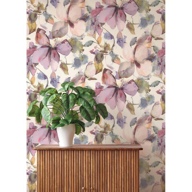 A-Street Prints Liliana Plum Floral Wallpaper