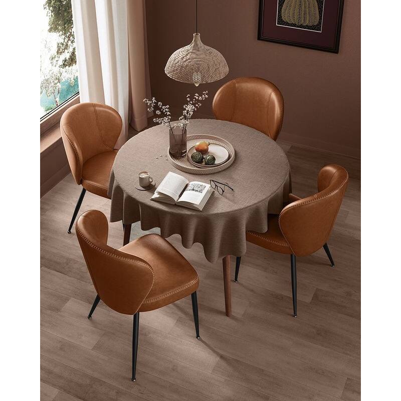 Modern Dining Chairs with Steel Frame and Synthetic Leather Padded Seat
